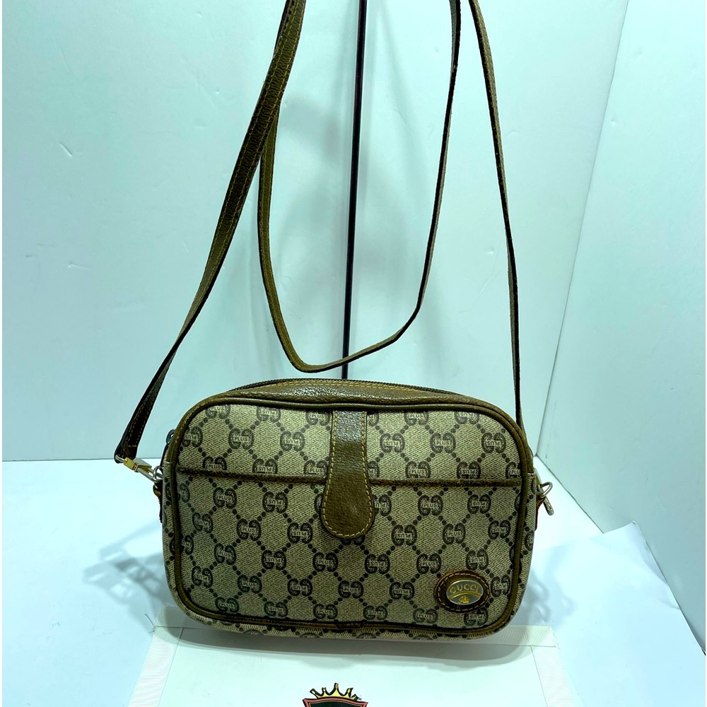 Gucci Brown Monogram Canvas Crossbody Bag